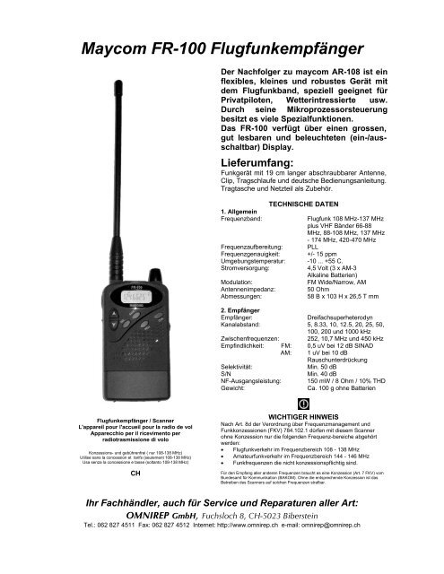 Maycom FR-100 FlugfunkempfÃ¤nger - Omnirep GmbH
