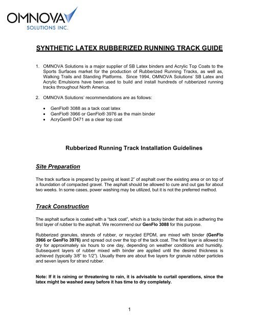 synthetic latex rubberized running track guide - Omnova