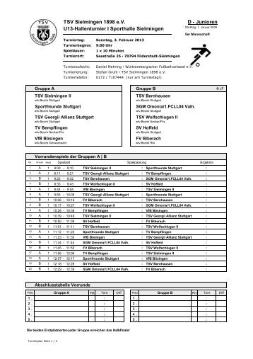 TSV Sielmingen 1898 e.V. U13-Hallenturnier I Sporthalle ...