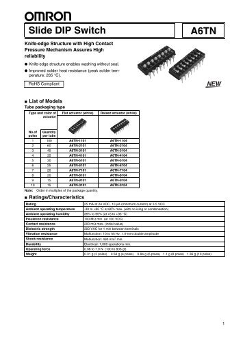 A6TN Slide DIP Switch - Omron