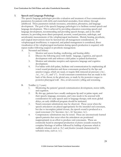 core curriculum cleft lip/palate craniofacial anomalies