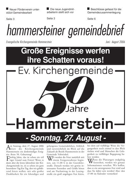 August 2006 - Evangelische Kirchengemeinde Vohwinkel