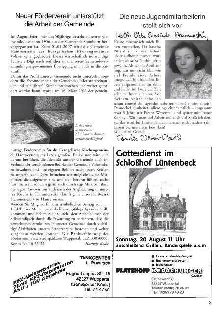 August 2006 - Evangelische Kirchengemeinde Vohwinkel