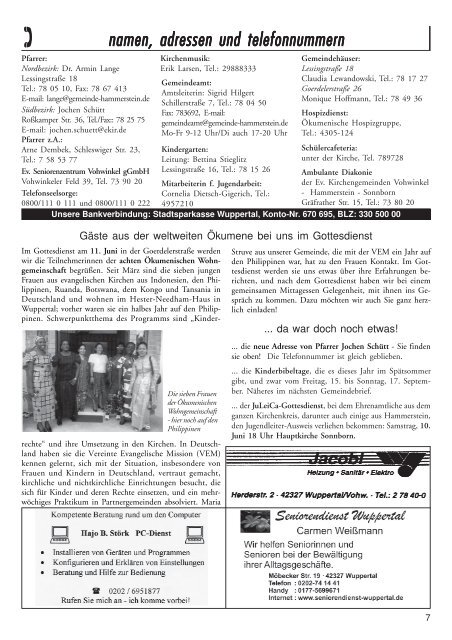 August 2006 - Evangelische Kirchengemeinde Vohwinkel