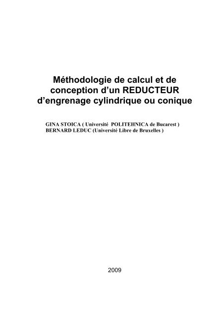 MÃ©thodologie de calcul et de conception d'un REDUCTEUR d ...