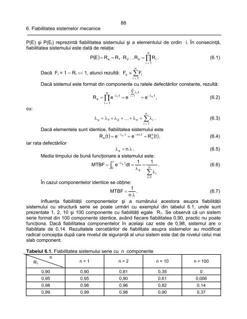 6. FIABILITATEA SISTEMELOR MECANICE