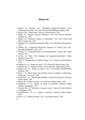 Bibliografie - Catedra de Organe de Masini si Tribologie