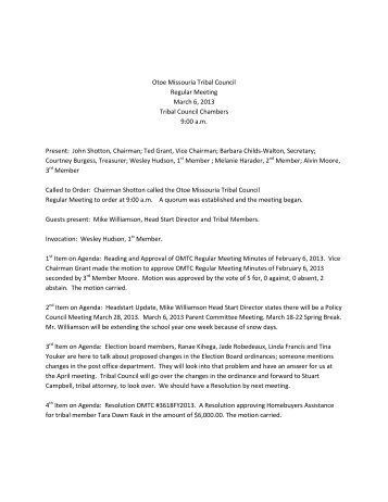 Minutes & Resolutions (pdf) - Otoe Missouria Tribe