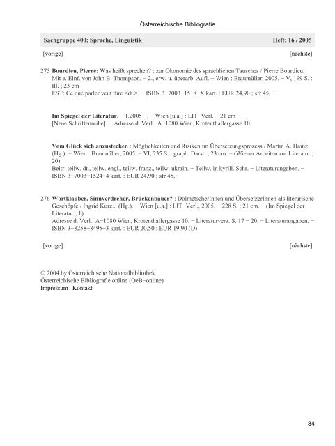 Ãsterreichische Bibliografie - Ãsterreichische Nationalbibliothek