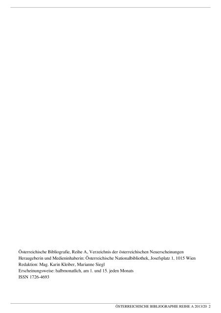 Bibliografie Heft 2013 Nr. 20 - Österreichische Nationalbibliothek