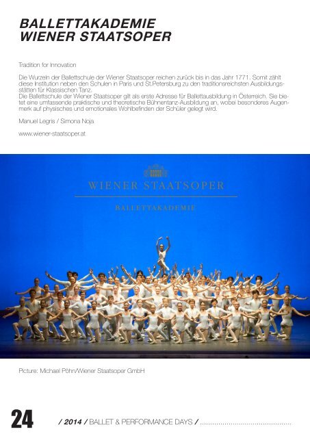 BALLET & PERFORMANCE DAYS 2014 MAGAZINE