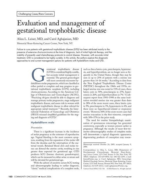 Evaluation and management of gestational trophoblastic disease