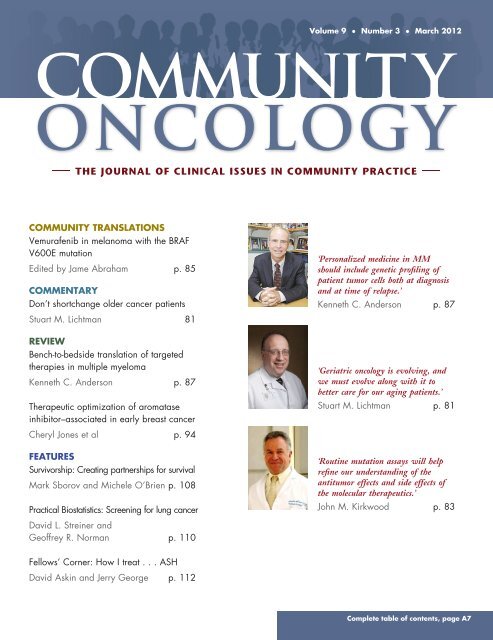 Volume 9 Number 3 March 2012 - Oncology Practice Digital Network