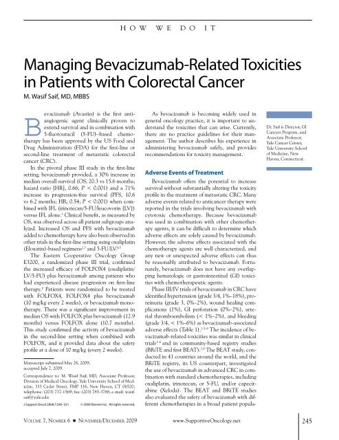 Managing Bevacizumab-Related Toxicities in Patients with ...