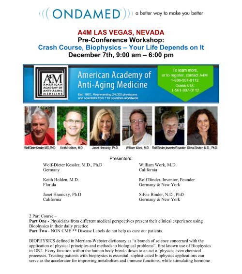 A4M LAS VEGAS, NEVADA PreConference Ondamed