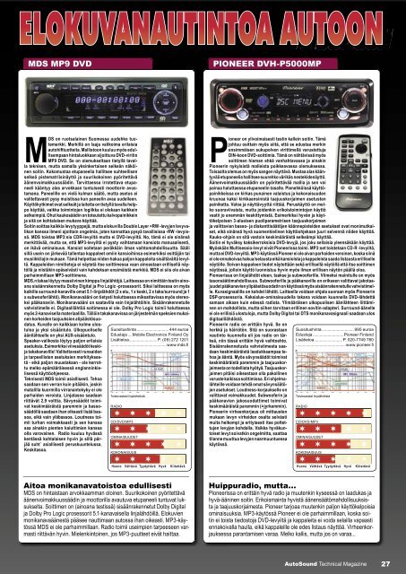 Autosound-lehti testasi auto DVD-soittimet (PDF) - One-Pro