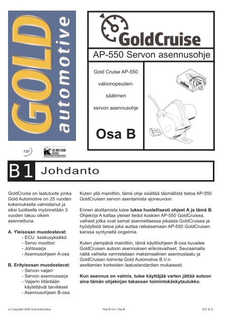 Asennusohje B (PDF) - One-Pro