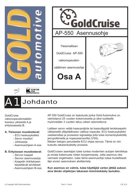 Asennusohje A (PDF) - One-Pro