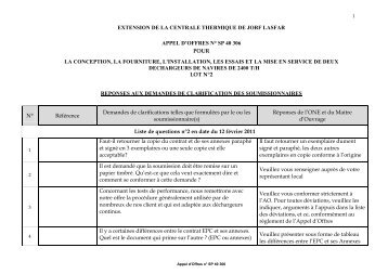 la Clarification GÃ©nÃ©ralisÃ©e nÂ°2 relative au Dossier d'Appel d ... - ONE