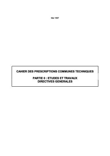 Cahier des Prescriptions Communes Techniques (CPCT) - ONE