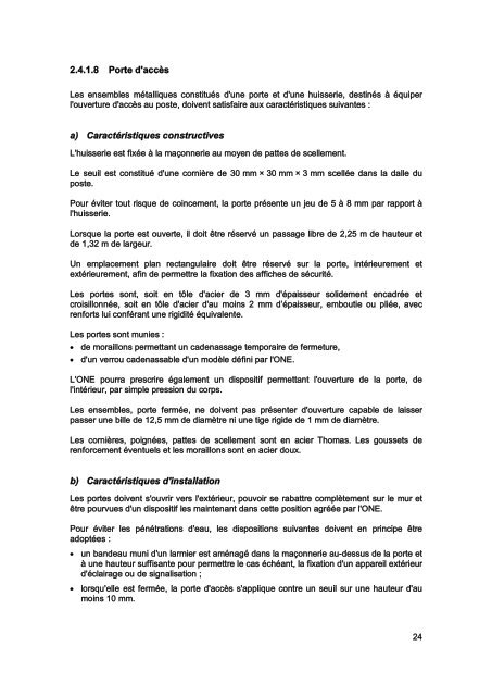 Cahier des Prescriptions Communes Techniques (CPCT) - ONE