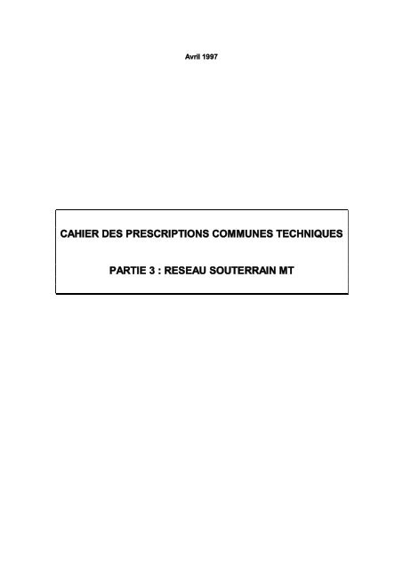 Cahier des Prescriptions Communes Techniques (CPCT) - ONE