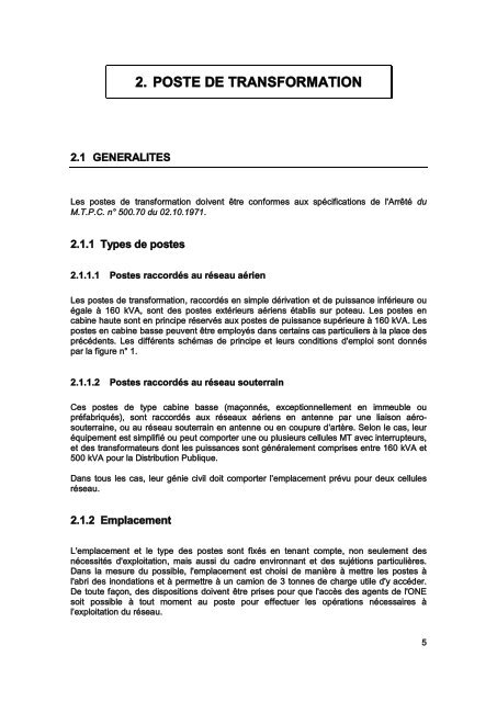 Cahier des Prescriptions Communes Techniques (CPCT) - ONE