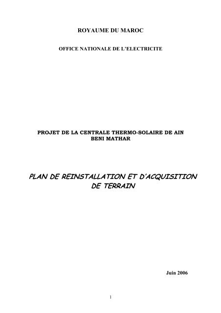 Plan de rÃ©installation et d'acquisition de terrain