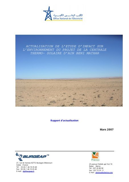 Rapport d'actualisation de l'EIE de Ain beni mathar- VD - ONE