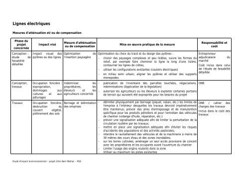 Rapport d'actualisation de l'EIE de Ain beni mathar- VD - ONE