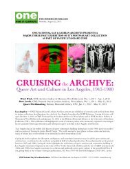 ONE Archives Presents Cruising the Archive: Queer Art and Culture ...