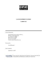 PERFORMING ARTS COLLECTION Coll2007-016 - ONE National ...