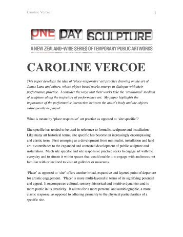 CAROLINE VERCOE - One Day Sculpture