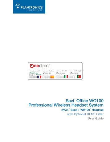 Saviâ¢ Office WO100 Professional Wireless Headset ... - Onedirect