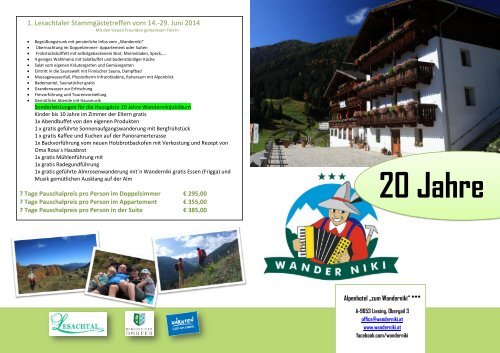 20 Jahre Alpenhotel zum "Wanderniki"