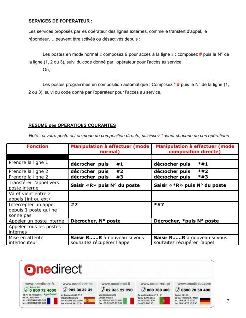 Manuel d'utilisation - Onedirect