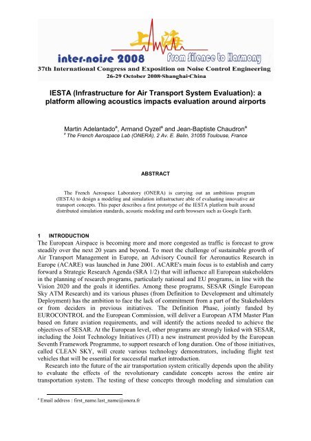 IESTA (Infrastructure for Air Transport System Evaluation): a ... - Onera