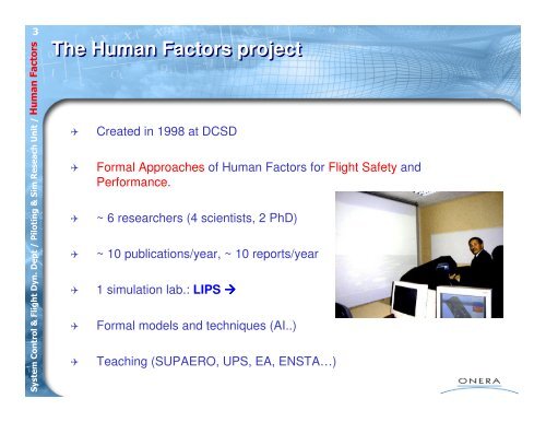 Human Factors lab. - Onera