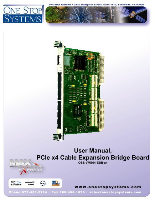 User Manual, PCIe x4 Cable Expansion Bridge Board - One Stop ...
