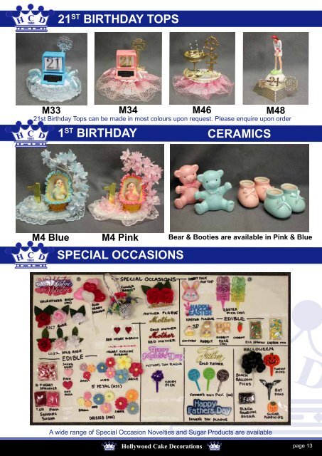Hollywood Cake Decorations Product Catalogue