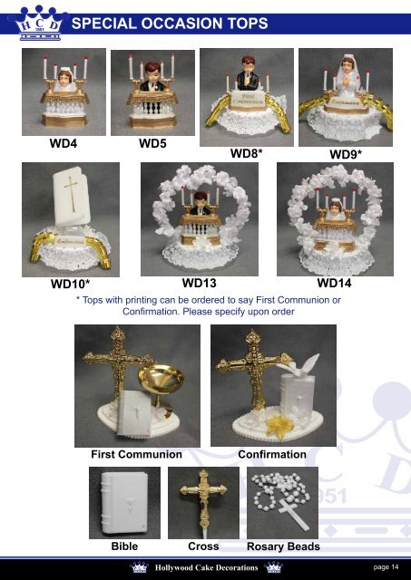 Hollywood Cake Decorations Product Catalogue