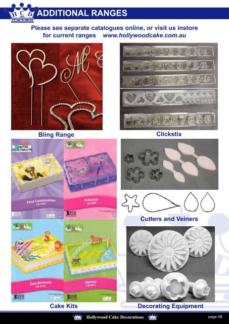 Hollywood Cake Decorations Product Catalogue