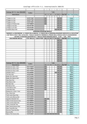 Catalogo Ufficiale F.C. Internazionale 2004/05 Pag.1 - Inter Club