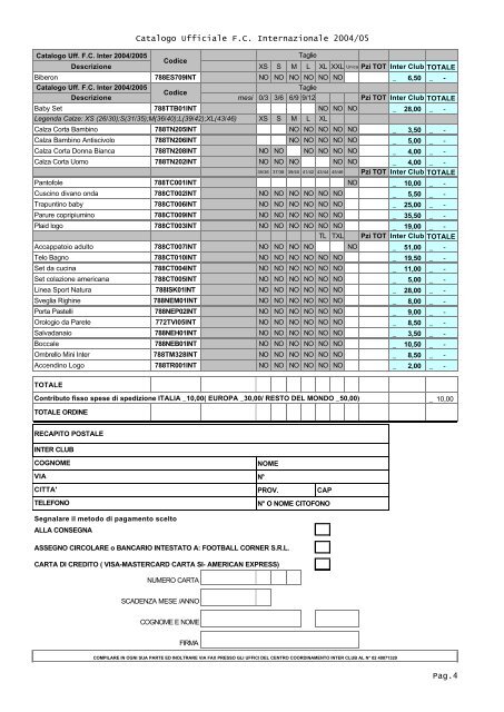 Catalogo Ufficiale F.C. Internazionale 2004/05 Pag.1 - Inter Club