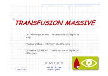 La transfusion massive - ARS Franche-ComtÃ©