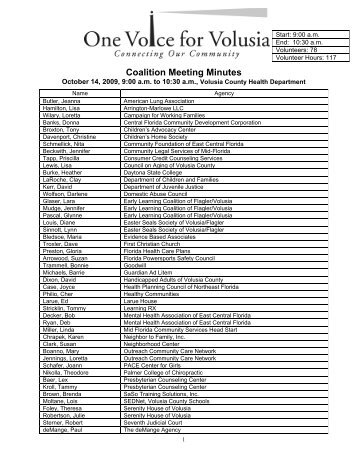 Coalition Meeting Minutes - One Voice for Volusia