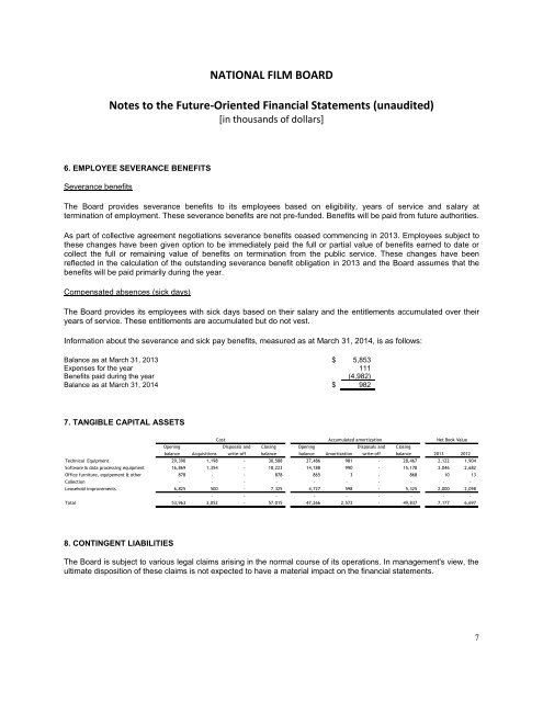 Statement of Management Responsibility - Office national du film du ...