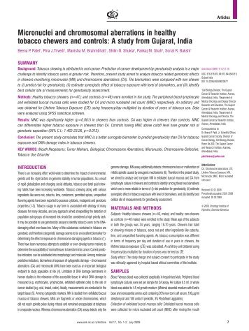 Micronuclei and chromosomal aberrations in healthy ... - doiSerbia