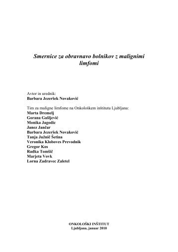 Doktrina zdravljenja bolnikov z NeHodgkinovimi ... - Onkološki inštitut