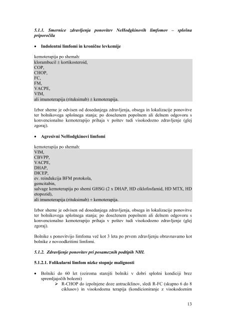 Doktrina zdravljenja bolnikov z NeHodgkinovimi ... - Onkološki inštitut